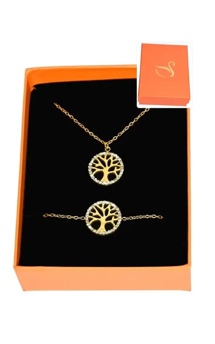 Coffret arbre de vie or en acier inoxydable