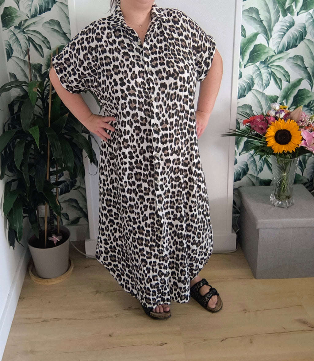 Robe longue léopard