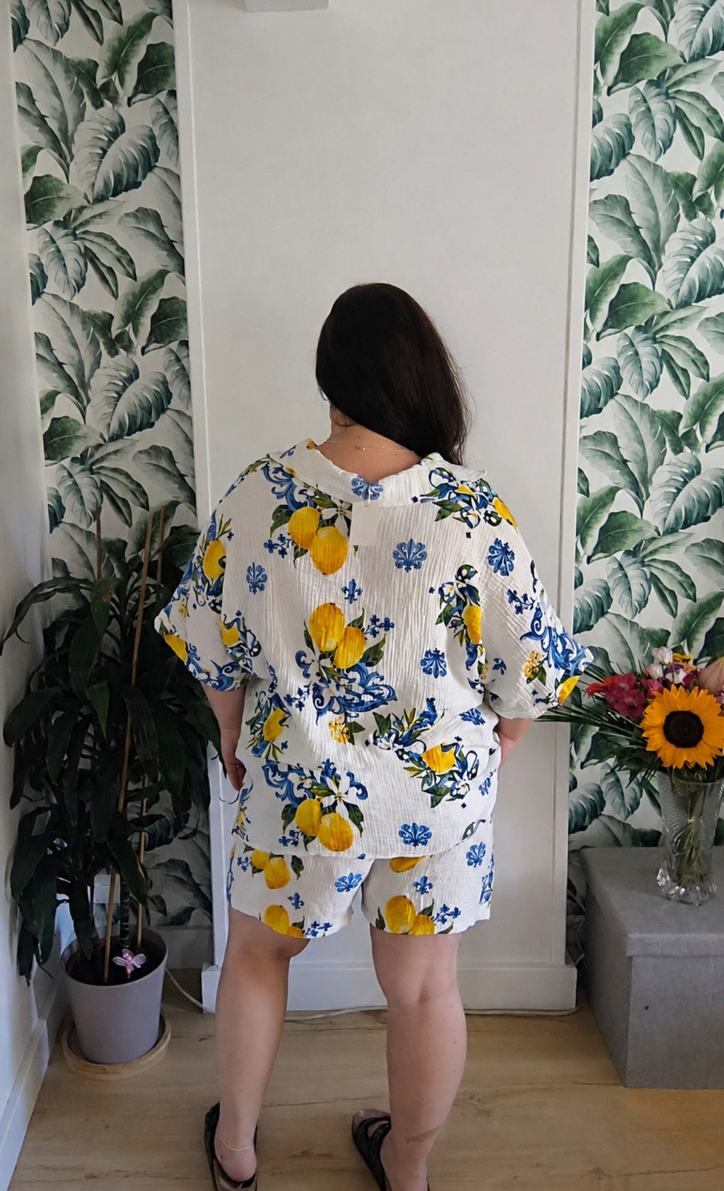 Short citron en gaze de coton